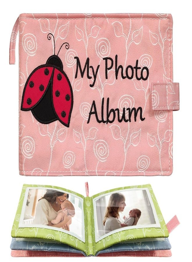 Amzoya Baby Soft Photo Albums My First Family Album Soft Cloth Baby Photo Book My First Family Photo Album -Soft Cloth,Baby Safe,Holds 4x6 Photo Album (Pink) - Image 1